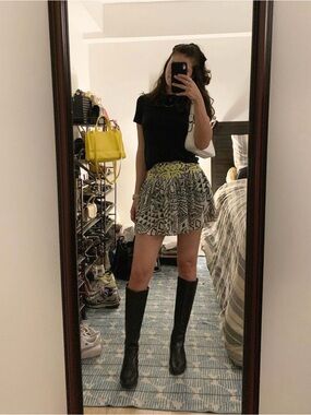 LF Black and White Patterned Mini Skirt